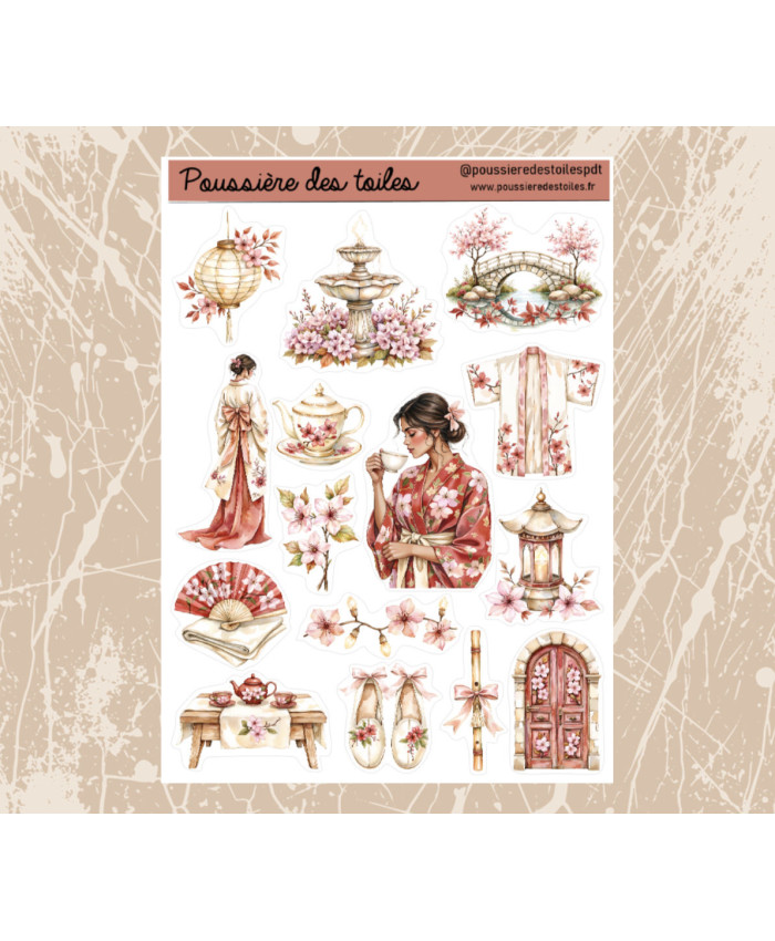 Réf 187 Feuille d’autocollants, Stickers pour Bullet Journal Japon