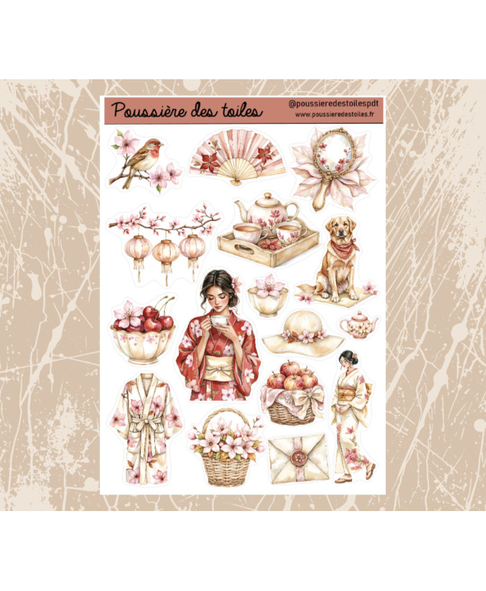 Réf 190 Feuille d’autocollants, Stickers pour Bullet Journal Japon