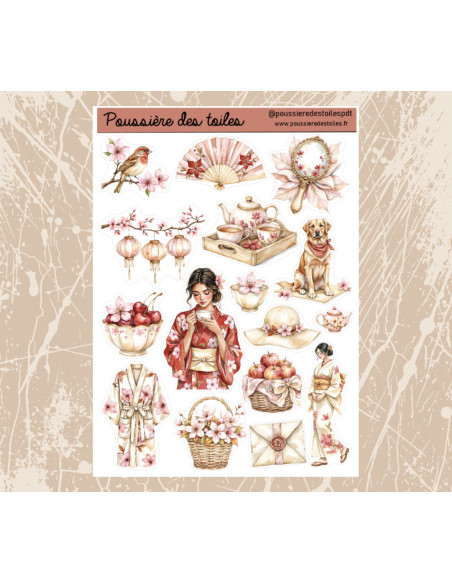 Réf 190 Feuille d’autocollants, Stickers pour Bullet Journal Japon