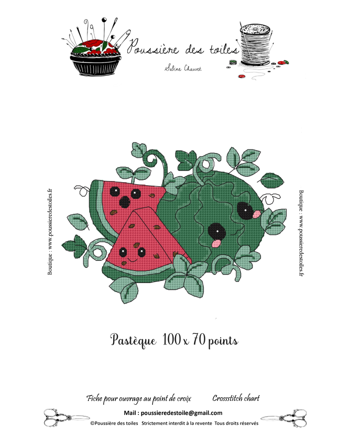 Grille point de croix : Pastèque Papier