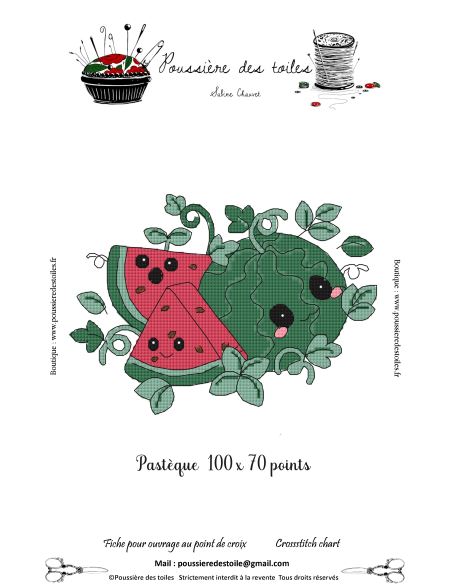 Grille point de croix : Pastèque Papier