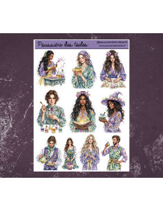 Réf 191 Feuille d’autocollants, Stickers pour Bullet Journal ésotérisme