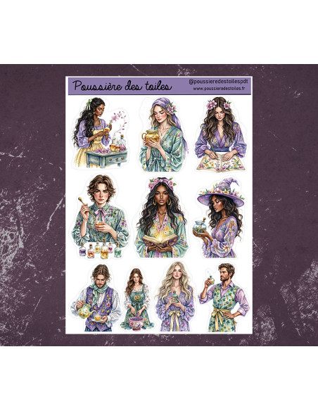 Réf 191 Feuille d’autocollants, Stickers pour Bullet Journal ésotérisme