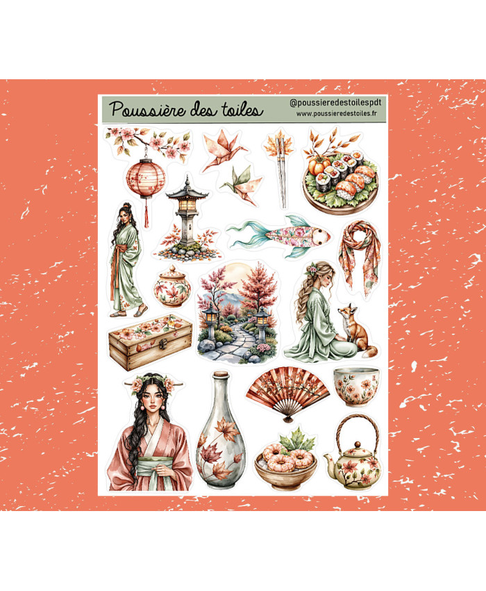 Réf 193 Feuille d’autocollants, Stickers pour Bullet Journal japon