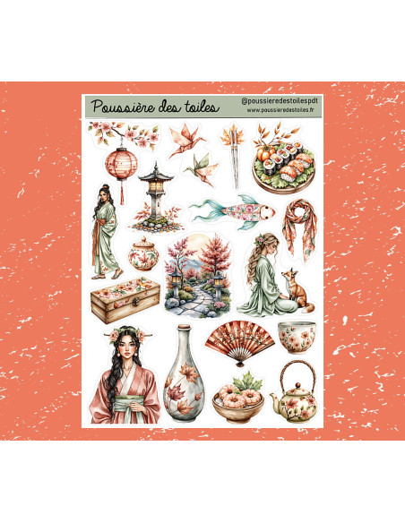 Réf 193 Feuille d’autocollants, Stickers pour Bullet Journal japon