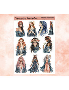 Réf 194 Feuille d’autocollants, Stickers pour Bullet Journal femmes