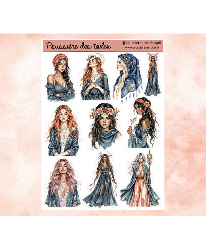 Réf 194 Feuille d’autocollants, Stickers pour Bullet Journal femmes