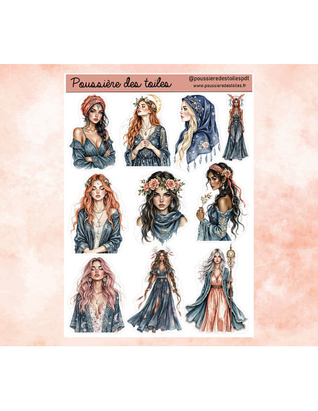 Réf 194 Feuille d’autocollants, Stickers pour Bullet Journal femmes