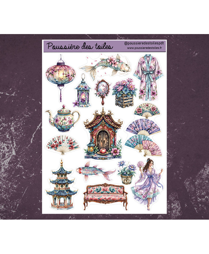 Réf 195 Feuille d’autocollants, Stickers pour Bullet Journal japon