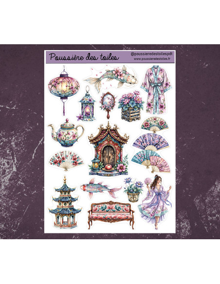 Réf 195 Feuille d’autocollants, Stickers pour Bullet Journal japon