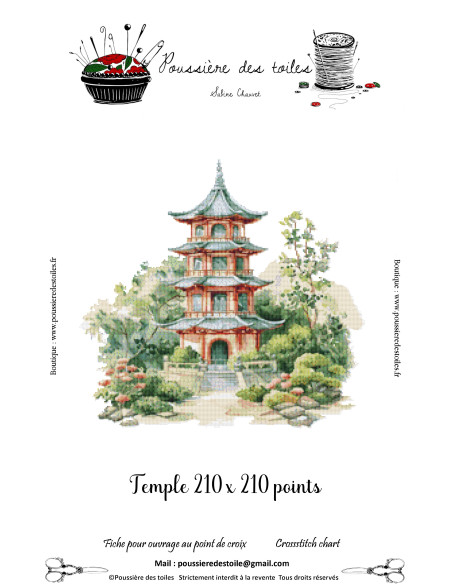 Grille point de croix : Temple Papier