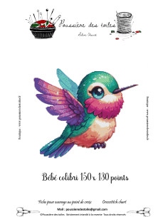 Grille point de croix : Colibri kawaïï Papier