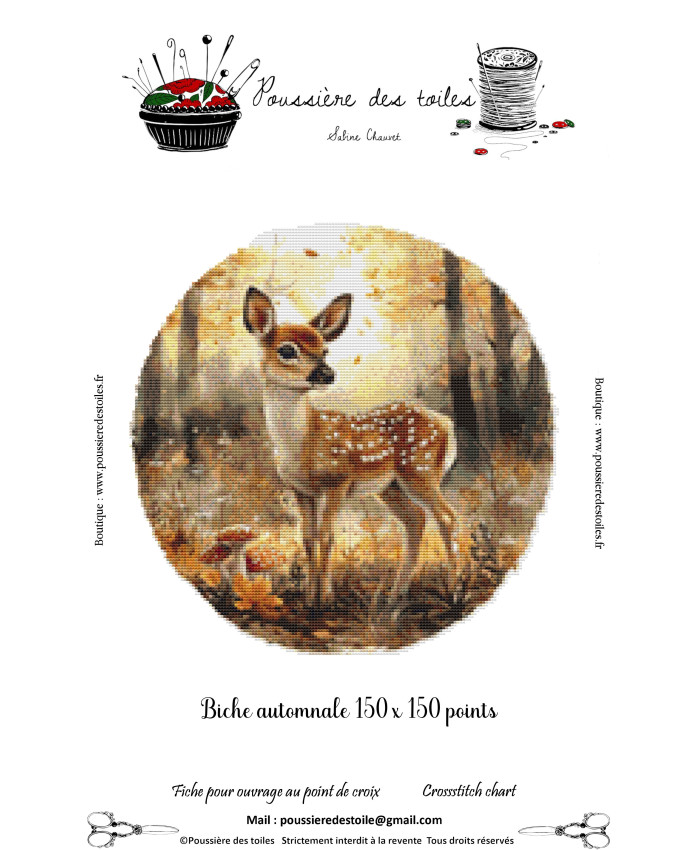 Grille point de croix : Biche automnale Papier