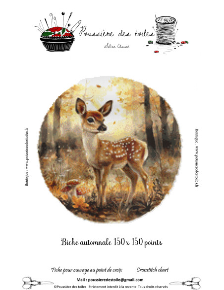 Grille point de croix : Biche automnale Papier