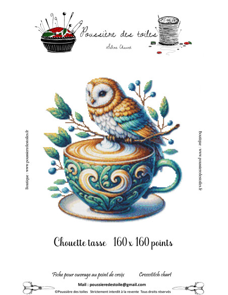 Grille point de croix : Chouette tasse Papier