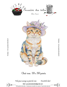 Grille point de croix : Chat roux Papier
