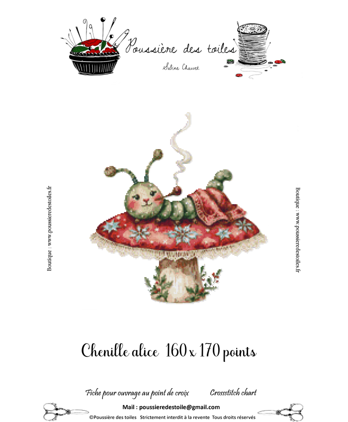Grille point de croix : chenille alice PDF