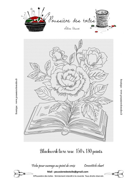 Grille point de croix : Blackwork Livre rose PDF