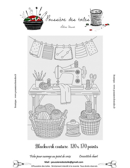 Grille point de croix : Blackwork couture Papier