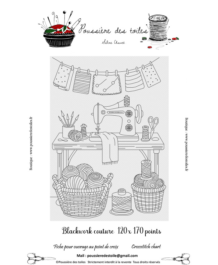Grille point de croix : Blackwork couture PDF