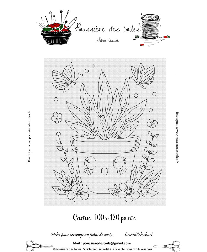 Grille point de croix : Blackwork cactus Papier