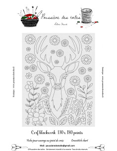 Grille point de croix : Blackwork cerf Papier