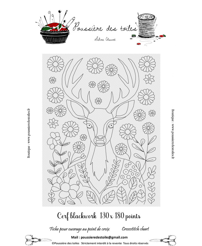 Grille point de croix : Blackwork cerf Papier