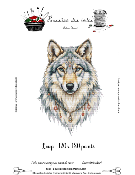 Grille point de croix : Loup Papier