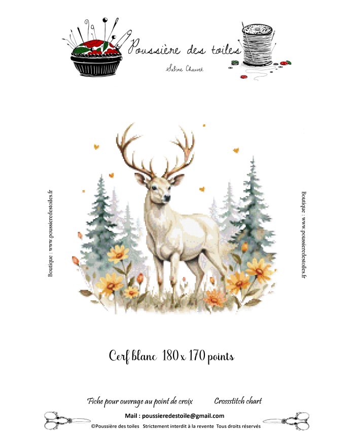 Grille point de croix : Cerf blanc PDF