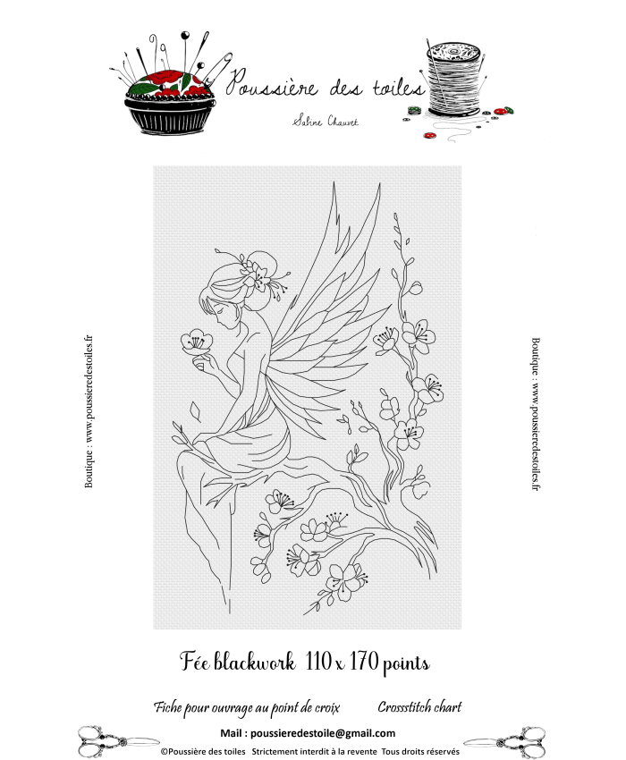 Grille point de croix : Blackwork fée Papier