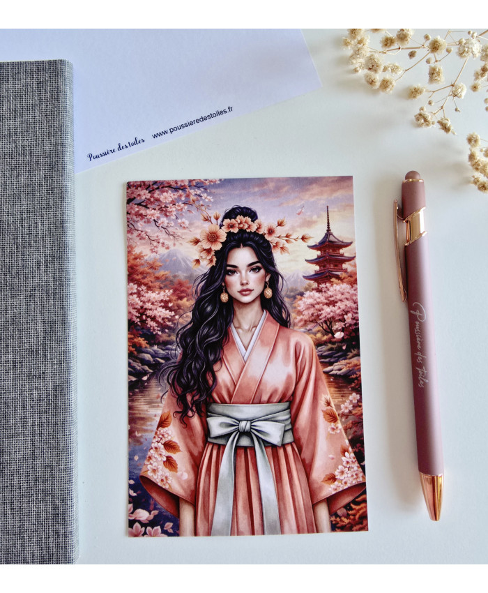 Réf 35 Carte postale Geisha postcrossing scrapbooking correspondance écriture