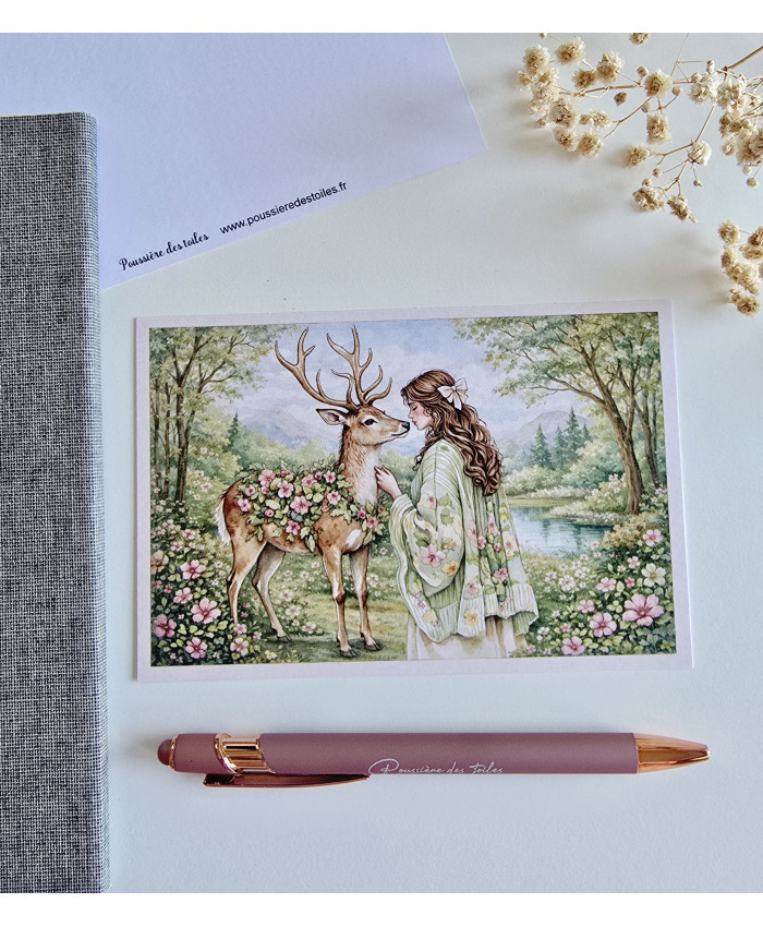Réf 40 Carte postale forêt postcrossing scrapbooking correspondance écriture