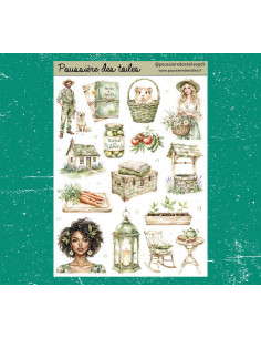 Réf 207 Feuille d’autocollants, Stickers pour Bullet Journal campagne