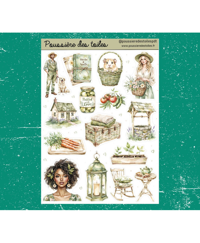 Réf 207 Feuille d’autocollants, Stickers pour Bullet Journal campagne