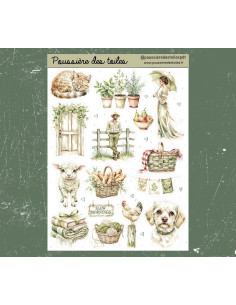 Réf 208 Feuille d’autocollants, Stickers pour Bullet Journal campagne