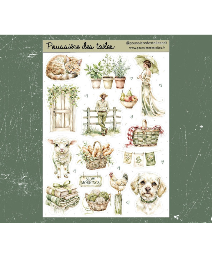 Réf 208 Feuille d’autocollants, Stickers pour Bullet Journal campagne