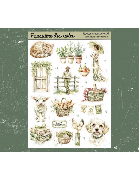 Réf 208 Feuille d’autocollants, Stickers pour Bullet Journal campagne