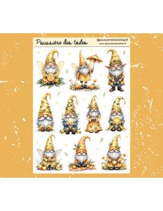 Réf 209 Feuille d’autocollants, Stickers pour Bullet Journal Gnomes