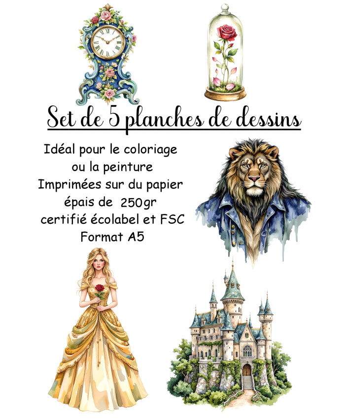 Réf 05 Coloriages la belle et la bête