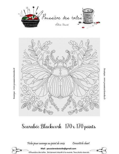 Grille point de croix : Blackwork scarabée PDF