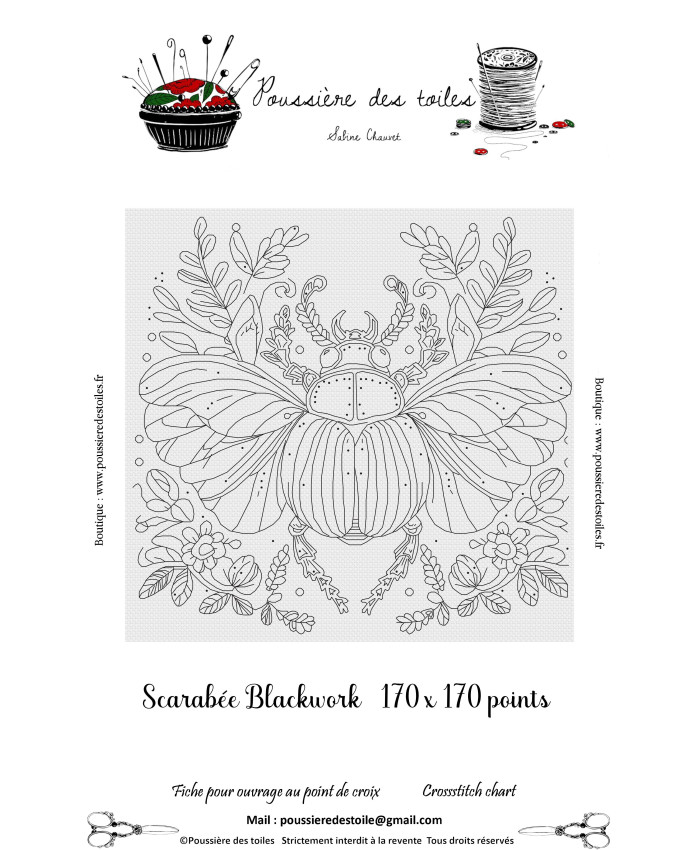 Grille point de croix : Blackwork scarabée Papier