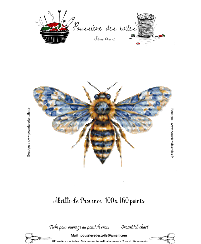 Grille point de croix :  Abeille de Provence Papier