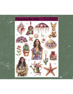 Réf 212 Feuille d’autocollants, Stickers pour Bullet Journal Texas