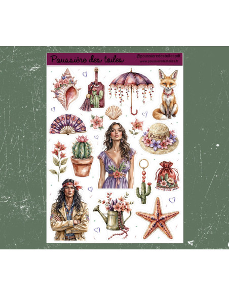 Réf 212 Feuille d’autocollants, Stickers pour Bullet Journal Texas