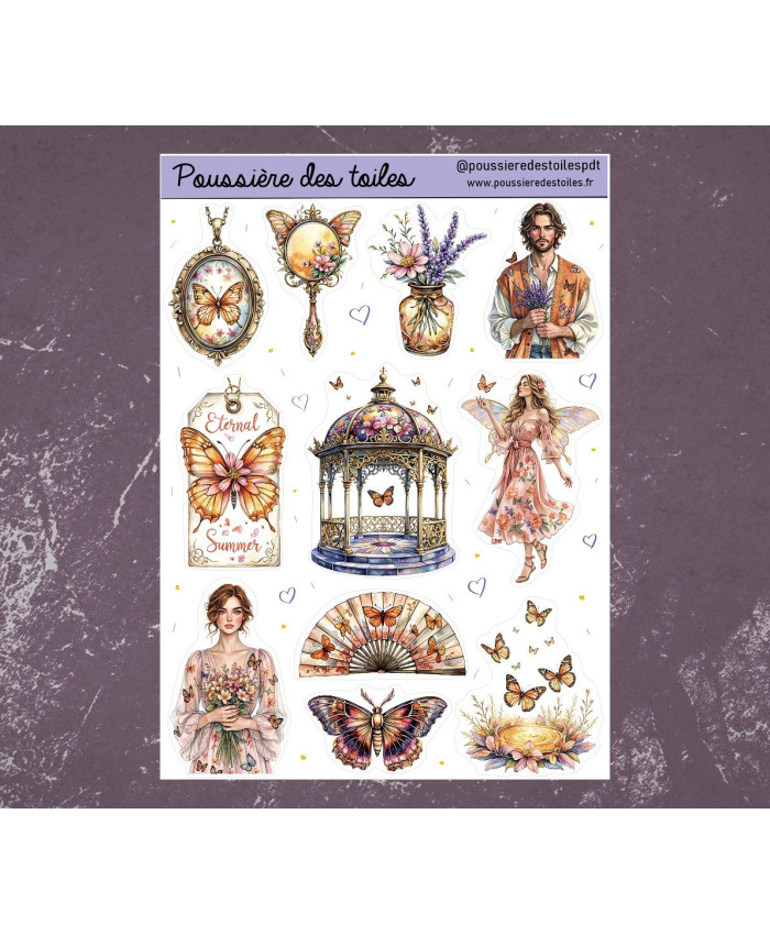 Réf 213 Feuille d’autocollants, Stickers pour Bullet Journal Papillons
