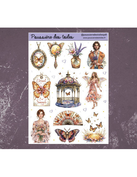 Réf 213 Feuille d’autocollants, Stickers pour Bullet Journal Papillons