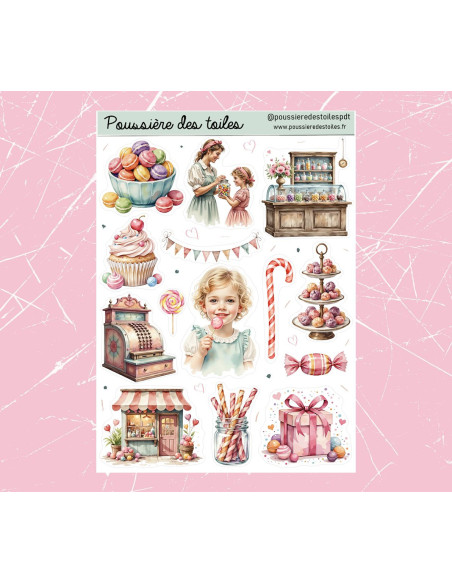 Réf 214 Feuille d’autocollants, Stickers pour Bullet Journal Bonbons