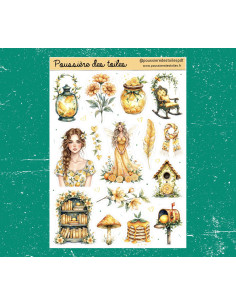 Réf 216 Feuille d’autocollants, Stickers pour Bullet Journal Jaune