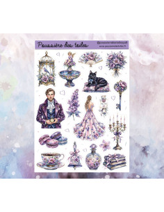 Réf 217 Feuille d’autocollants, Stickers pour Bullet Journal Violet