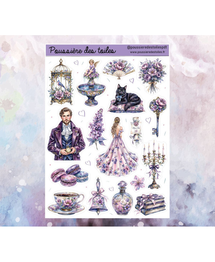 Réf 217 Feuille d’autocollants, Stickers pour Bullet Journal Violet